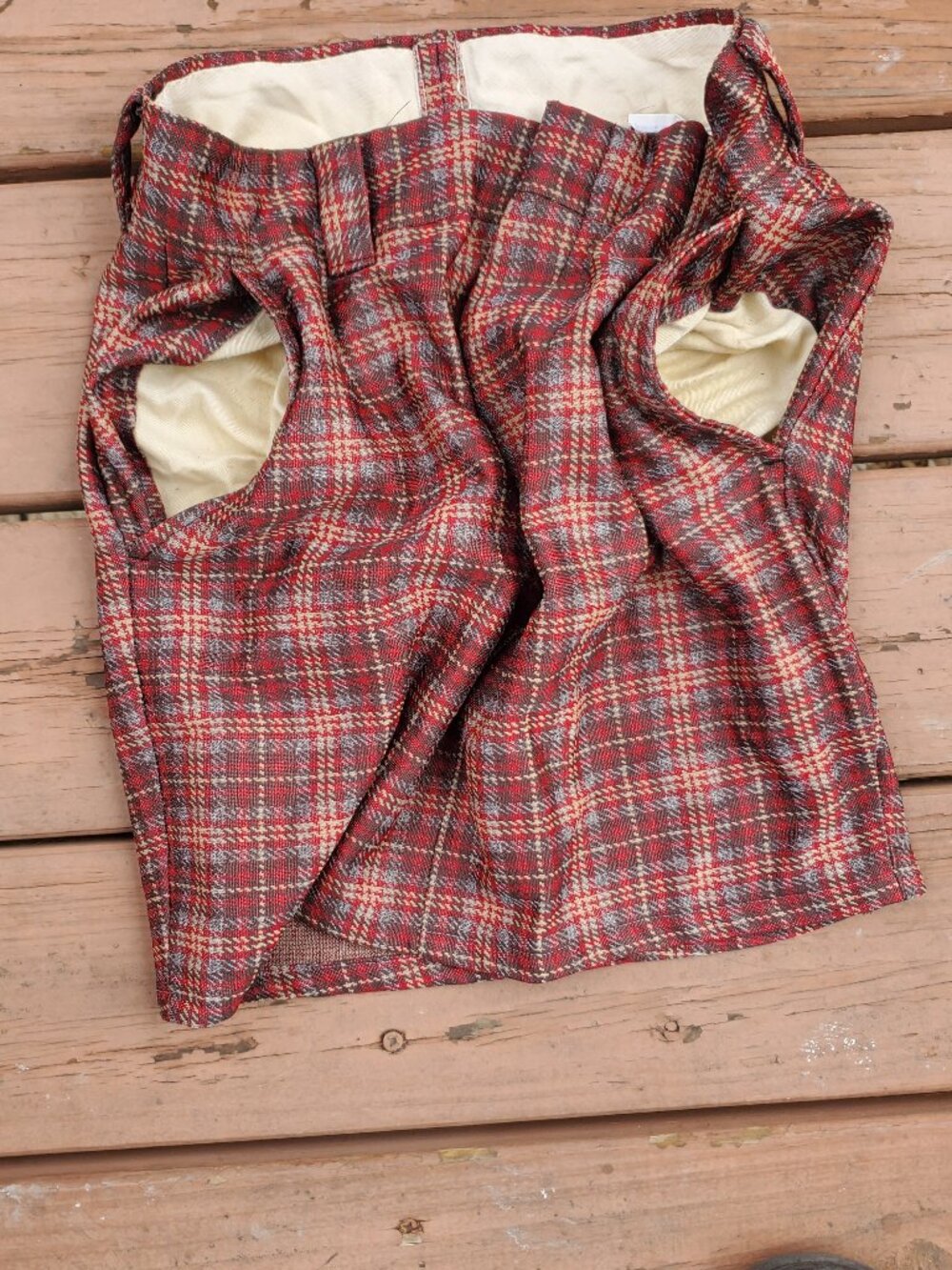 RE:Denim Plaid Upcycled Double Knit Skirt - Size 28 - Picture 6 of 13
